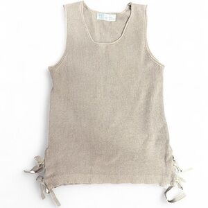 Time and Tru Taupe Knit Sleeveless Top With Side Tie- Size Small